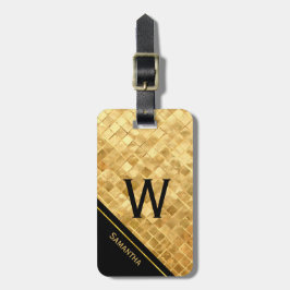 Zwart en goudmonogrammen Bagagelabel