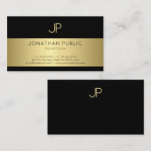 Zwart en goudmonogrammen Stijlvol Glamour Plain Visitekaartje (Voorkant / Achterkant)