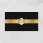 Zwart en goudmonogrammen Visitekaartje (Voorkant)
