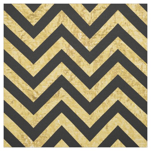 Zwart en goudolie Zigzag Stripes Chevron Pattern Stof (Swatch)