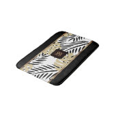 Zwart en goudpalmpatroon met monogram badmat (Gekanteld)