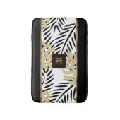 Zwart en goudpalmpatroon met monogram badmat (Voorkant Verticaal)