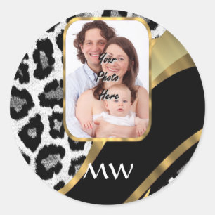 Zwart en goudpapier ronde sticker