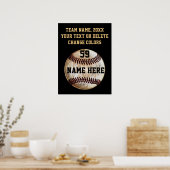 Zwart en goudpersoonlijk Baseball Poster (Keuken)