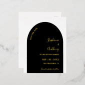 Zwart en goudpleister bewaren Datum Folie Feestdagen Briefkaart (Voorkant / Achterkant)