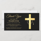 Zwart en goudrelig kruis en pijnlijke begrafenis bedankkaart (Voorkant)