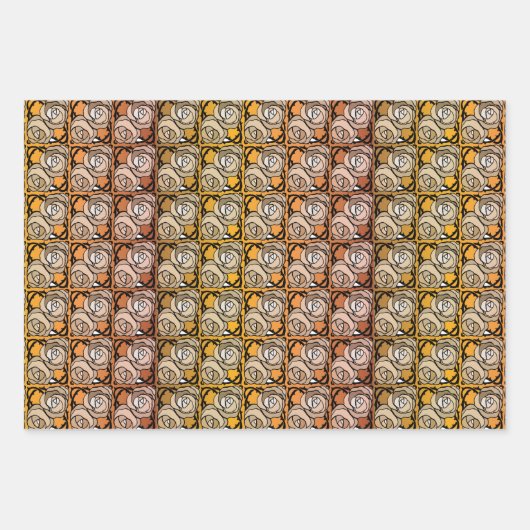  zwart en goudRozen floreel patroon Inpakpapier Vel (Voorkant 2)