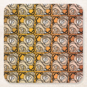  zwart en goudRozen floreel patroon Kartonnen Onderzetters (Voorkant)