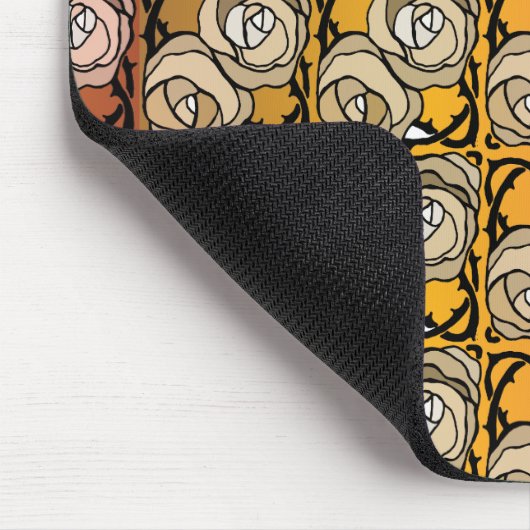  zwart en goudRozen floreel patroon Muismat (Hoek)