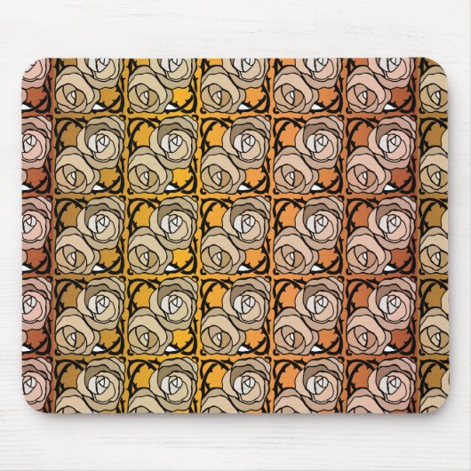  zwart en goudRozen floreel patroon Muismat (Voorkant)