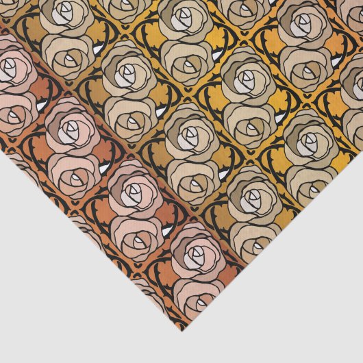  zwart en goudRozen floreel patroon Tissuepapier (Detail)