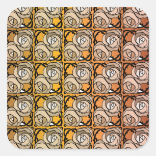  zwart en goudRozen floreel patroon Vierkante Sticker