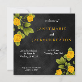 Zwart en goudsbloem gele roos bloem bruiloft kaart