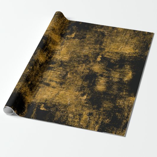 Zwart en goudstof Abstract Cadeaupapier (Uitgerold)