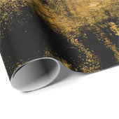Zwart en goudstof Abstract Cadeaupapier (Rol Hoek)