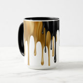 Zwart en goudverf schijven mok (Voorkant links)