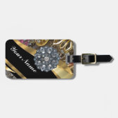 Zwart en goudverven bagagelabel (Voorkant horizontaal)