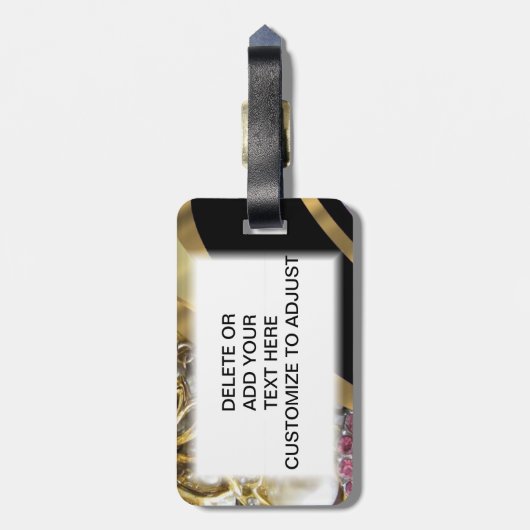 Zwart en goudverven bagagelabel (Achterkant verticaal)