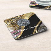 Zwart en goudverven drankjes onderzetter (Linkerzijde)