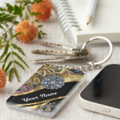 Zwart en goudverven sleutelhanger (Voorkant Rechts)