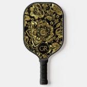 Zwart en goudvocht pickleball paddle (Voorkant)