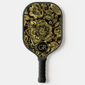 Zwart en goudvocht pickleball paddle (Achterkant)
