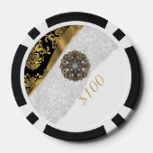 Zwart en goudvocht, wit kristal poker chips (Achterkant)
