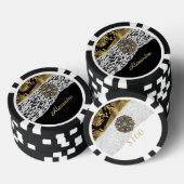 Zwart en goudvocht, wit kristal poker chips (Opstapeling)