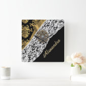 Zwart en goudvocht, wit kristal vierkante klok (Huis)