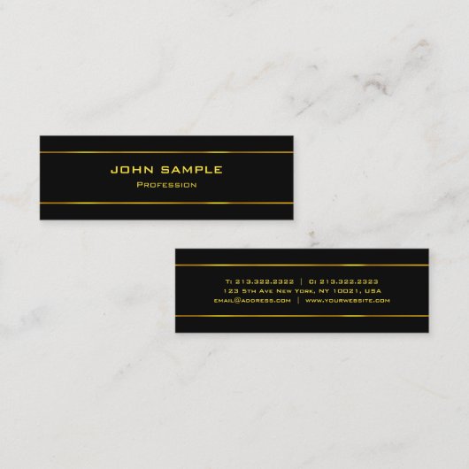 Zwart en goudvormig, aantrekkelijk mini visitekaartje (Voorkant / Achterkant)