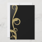 Zwart en goudvormig Glam Elegant Swirl Wedding Kaart (Achterkant)