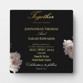 Zwart en goudvormig tabletschild met Easel Fotoplaat