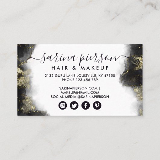 Zwart en goudvormig, vloeibaar Waterverf inkt Afsprakenkaartje (Achterkant)