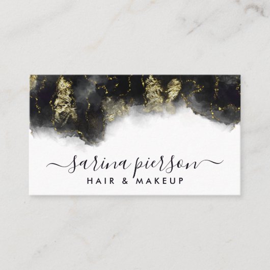 Zwart en goudvormig, vloeibaar Waterverf inkt Visitekaartje (Voorkant)