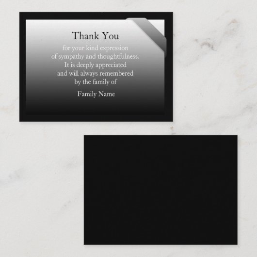 Zwart en gradiënt grijs na begrafenis Dank u Notitiekaartje (Voorkant / Achterkant)