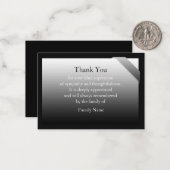 Zwart en gradiënt grijs na begrafenis Dank u Notitiekaartje (Voorkant / Achterkant in situ)