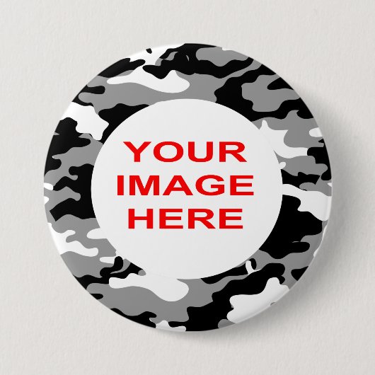 ZWART EN GRAY CAMO RONDE BUTTON 7,6 CM (Voorkant)