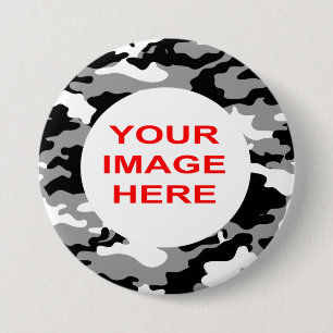 ZWART EN GRAY CAMO RONDE BUTTON 7,6 CM
