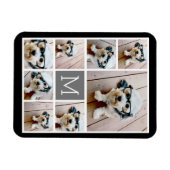 Zwart en grijs 8 Foto collage - met monogram Magneet (Horizontaal)