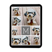 Zwart en grijs 8 Foto collage - met monogram Magneet (Verticaal)