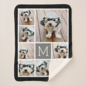 Zwart en grijs 8 Fotocollage - klassiek monogram Sherpa Deken (Voorkant)