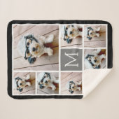 Zwart en grijs 8 Fotocollage - klassiek monogram Sherpa Deken (Voorkant (horizontaal))