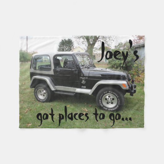 Zwart en grijs aangepaste Jeep deken personalisere (Voorkant (Horizontaal))