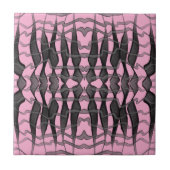 Zwart en grijs Abstract gevederde bloembladeren Tegeltje (Voorkant)