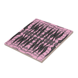 Zwart en grijs Abstract gevederde bloembladeren Tegeltje