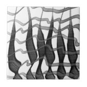 Zwart en grijs Abstract gevederde bloembladeren Tegeltje (Voorkant)