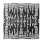 Zwart en grijs Abstract gevederde bloembladeren Tegeltje (Voorkant)