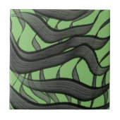 Zwart en grijs Abstract gevederde bloembladeren Tegeltje (Voorkant)