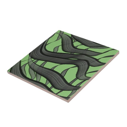 Zwart en grijs Abstract gevederde bloembladeren Tegeltje (Zijkant)