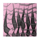 Zwart en grijs Abstract gevederde bloembladeren Tegeltje (Voorkant)